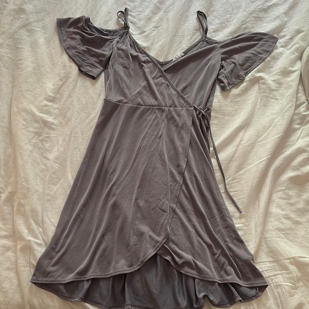 Lavender Off The Shoulder Wrap Dress
